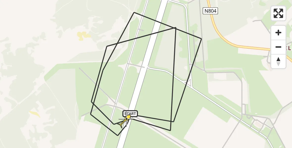 Routekaart van de vlucht: Politiehelikopter naar Vliegbasis Deelen, Delenseweg