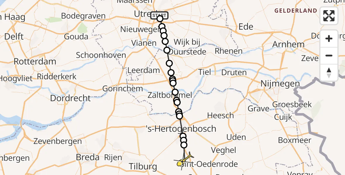 Routekaart van de vlucht: Lifeliner 3 naar Boxtel, Vagantenpad