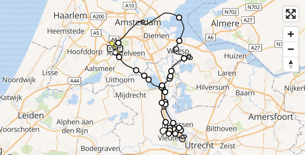 Routekaart van de vlucht: Politieheli naar Schiphol, Mr. Jac. Takkade