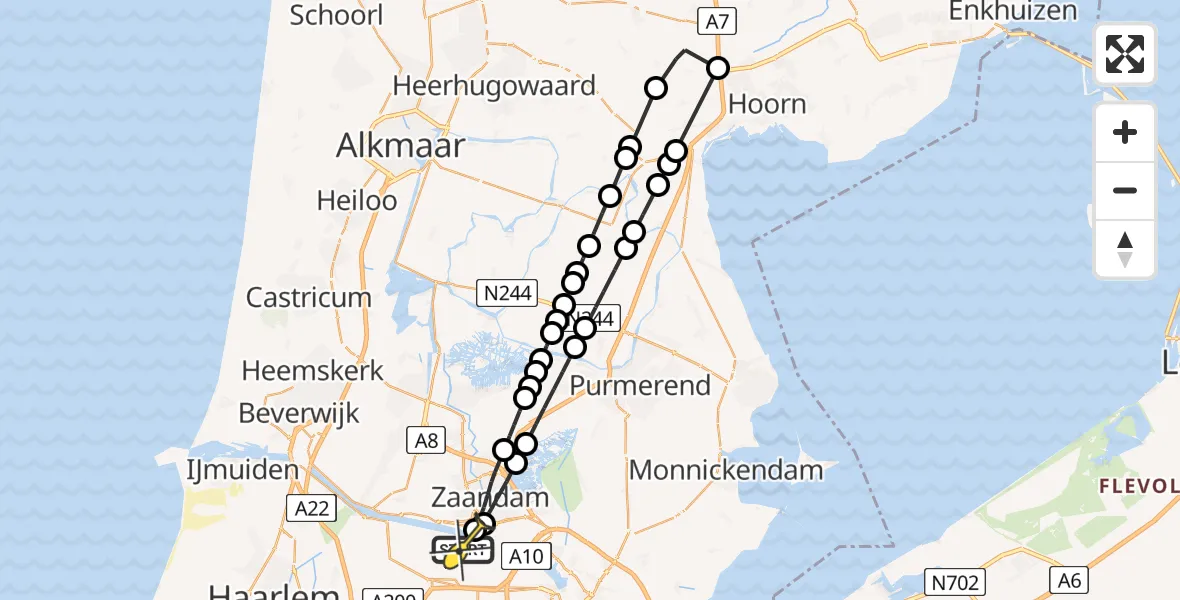 Routekaart van de vlucht: Lifeliner 1 naar Amsterdam Heliport, Symon Spiersweg