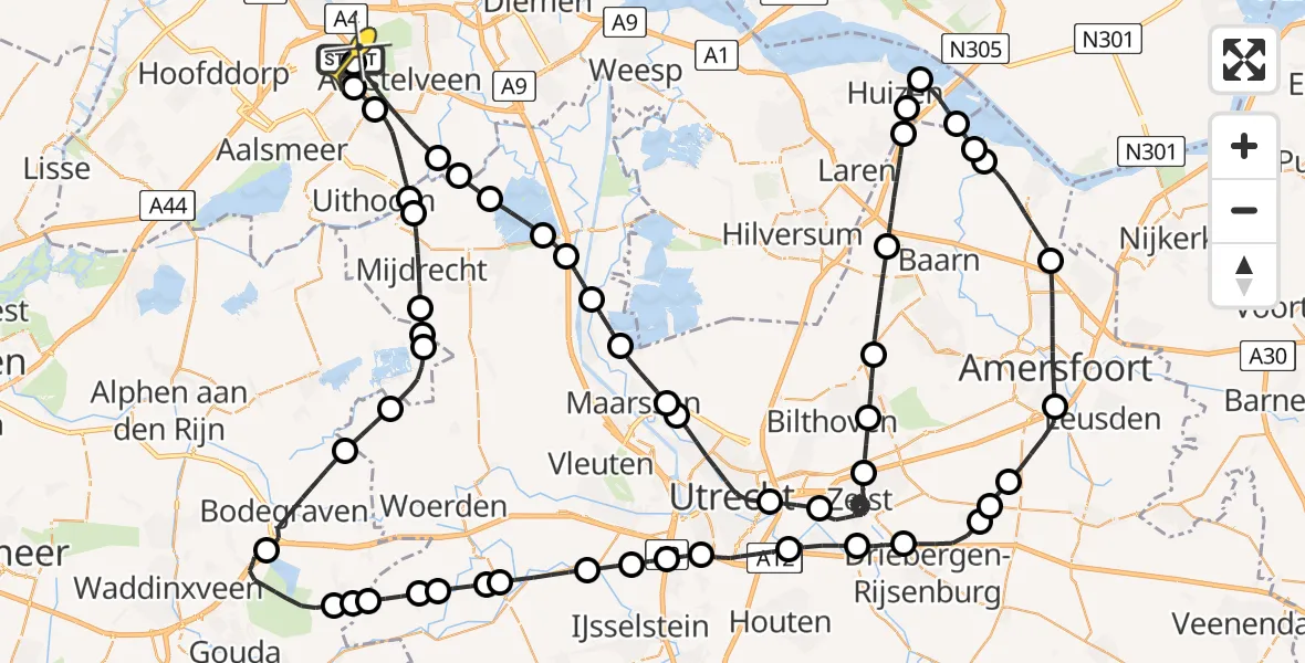 Routekaart van de vlucht: Politieheli naar Schiphol, Thermiekstraat