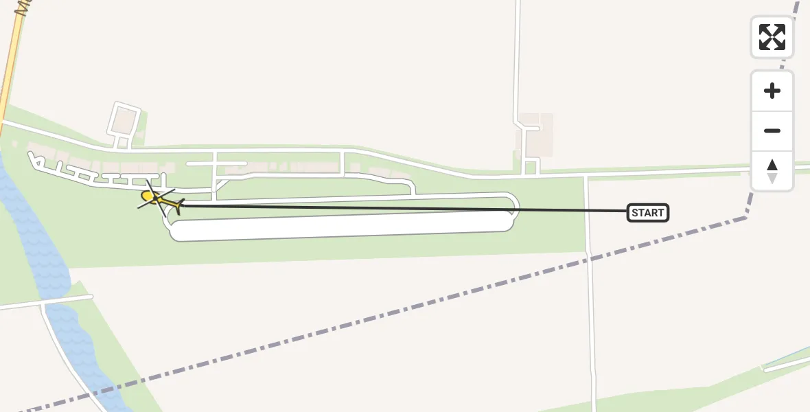 Routekaart van de vlucht: Kustwachthelikopter naar Vliegveld Midden-Zeeland, Calandweg