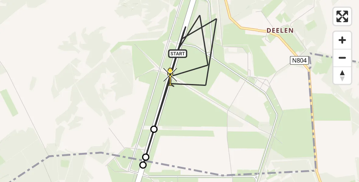 Routekaart van de vlucht: Politiehelikopter naar Vliegbasis Deelen, Zinkgat