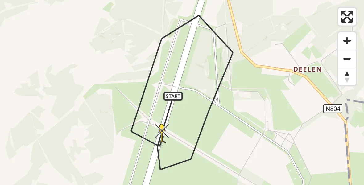 Routekaart van de vlucht: Politiehelikopter naar Vliegbasis Deelen, Rolbaan