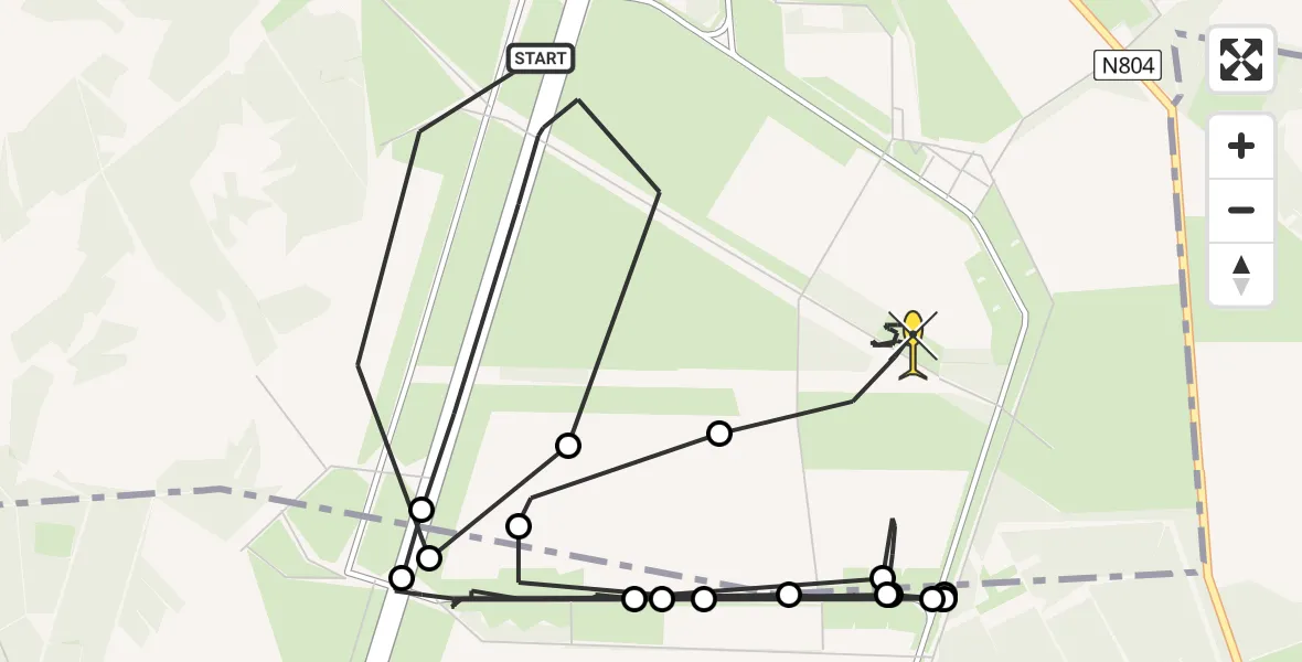 Routekaart van de vlucht: Politiehelikopter naar Vliegbasis Deelen, Zinkgat