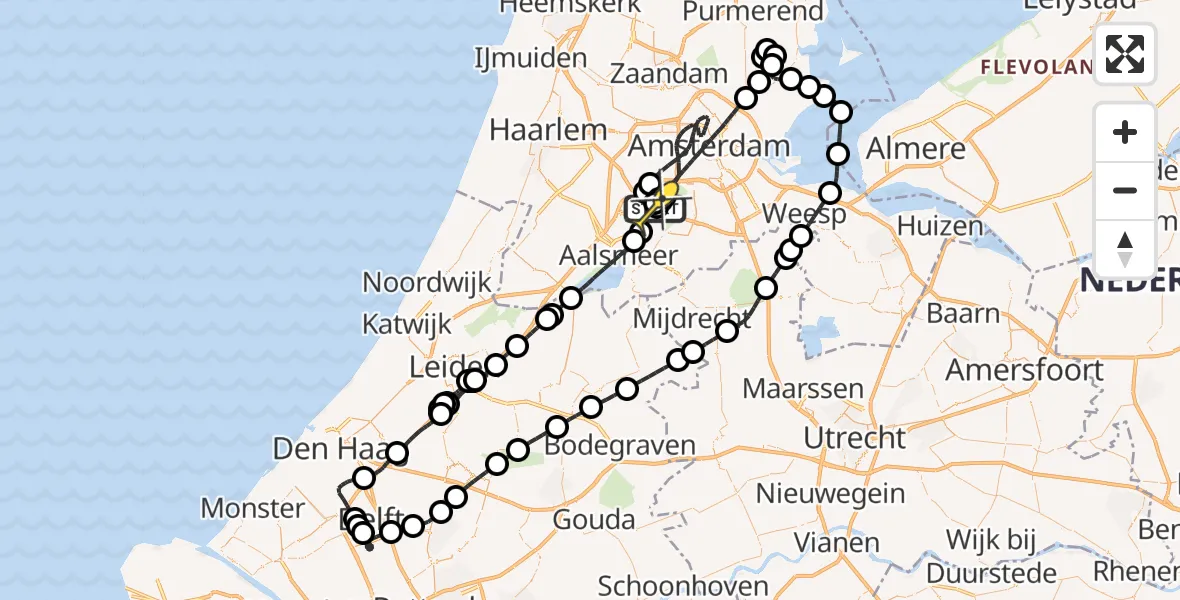 Routekaart van de vlucht: Politieheli naar Schiphol, Thermiekstraat