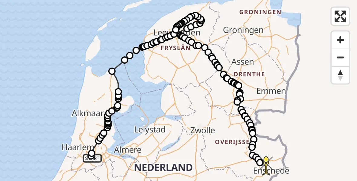 Routekaart van de vlucht: Politieheli naar Hengelo, Loevesteinse Randweg