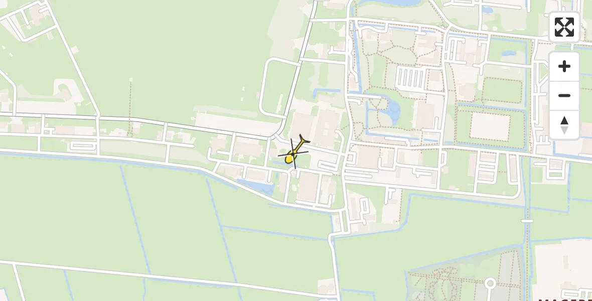 Vluchtroute Ambulancehelikopter van Vliegbasis Leeuwarden naar Vliegbasis Leeuwarden