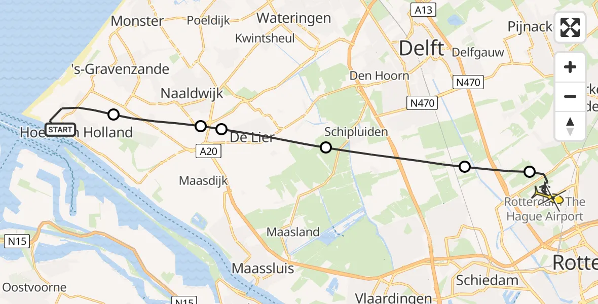 Routekaart van de vlucht: Lifeliner 2 naar Rotterdam The Hague Airport, Doornstraat