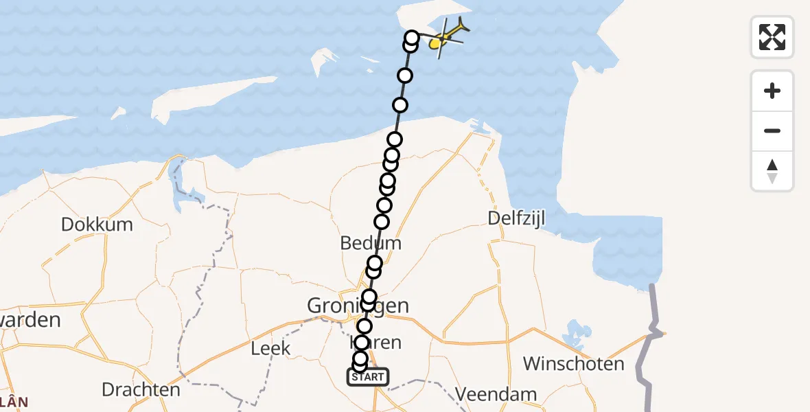 Routekaart van de vlucht: Lifeliner 4 naar Borkum, Molenweg