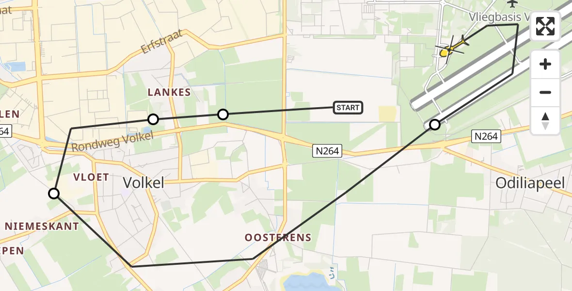 Routekaart van de vlucht: Lifeliner 3 naar Vliegbasis Volkel, Rondweg Volkel