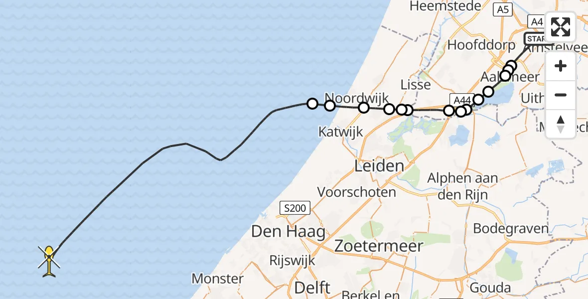 Routekaart van de vlucht: Politieheli naar E.L.T.A. straat