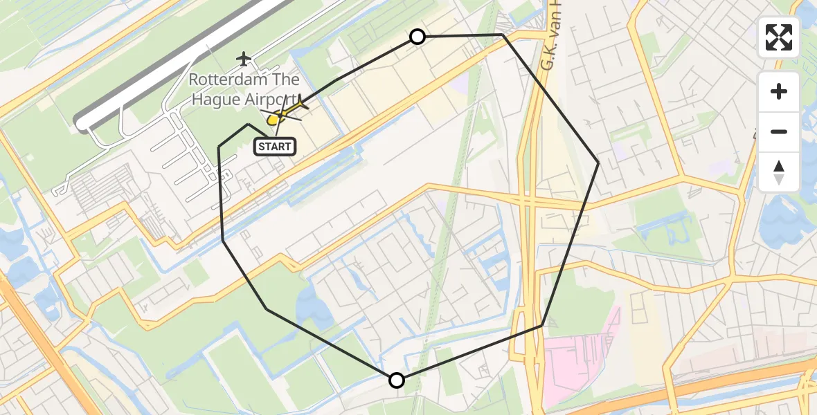 Routekaart van de vlucht: Lifeliner 2 naar Rotterdam The Hague Airport, Terletpad