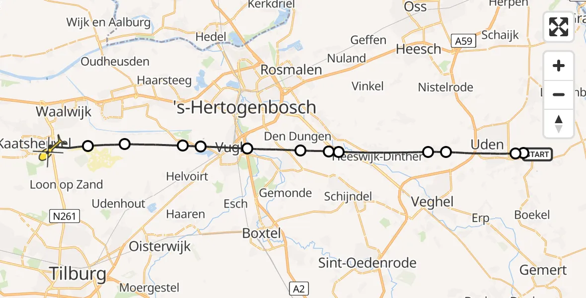 Routekaart van de vlucht: Lifeliner 3 naar Kaatsheuvel, Venstraat