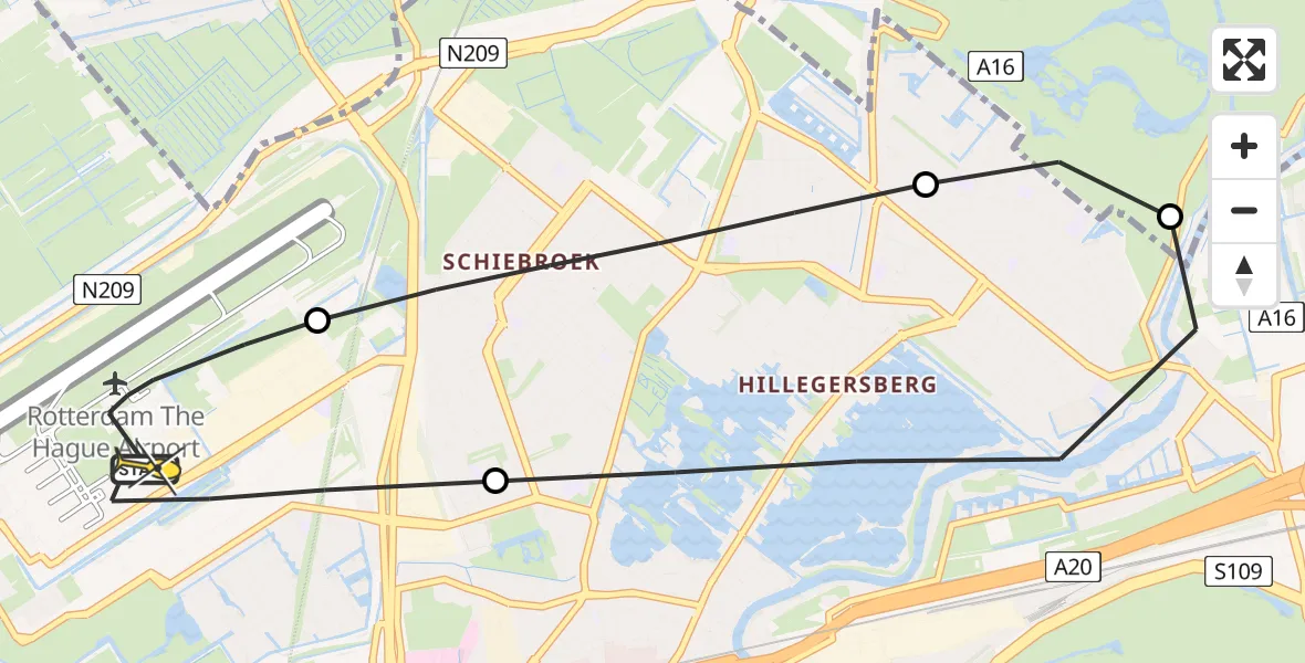 Routekaart van de vlucht: Lifeliner 2 naar Rotterdam The Hague Airport, HSL-Zuid