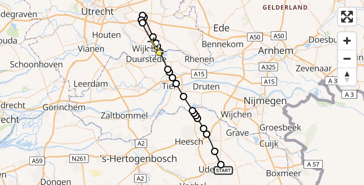 Routekaart van de vlucht: Lifeliner 3 naar Langbroek