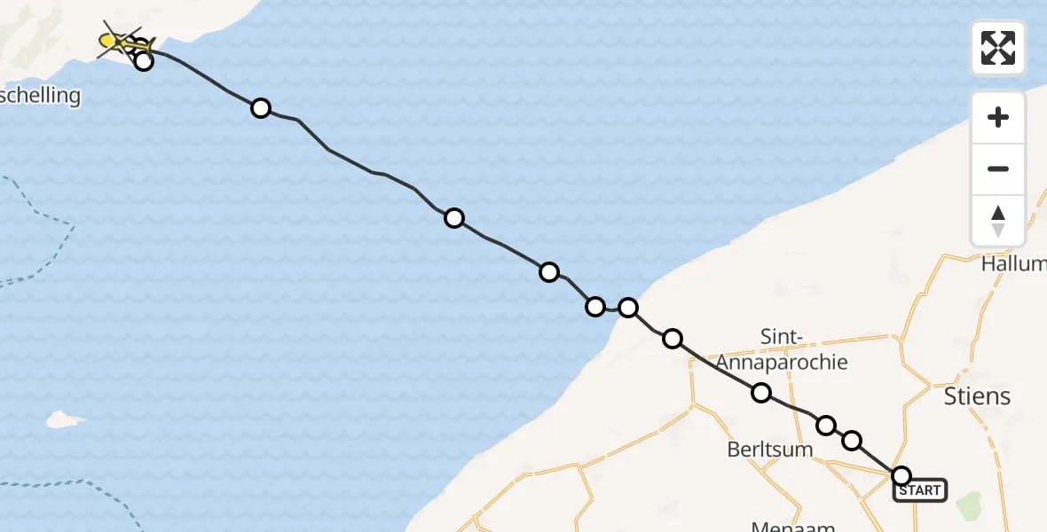 Routekaart van de vlucht: Ambulanceheli naar Striep, Hogerhuisdyk