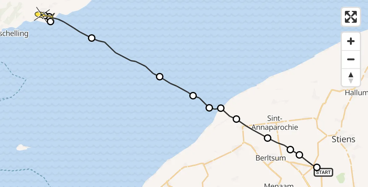 Routekaart van de vlucht: Ambulancehelikopter naar Striep, Hogerhuisdyk