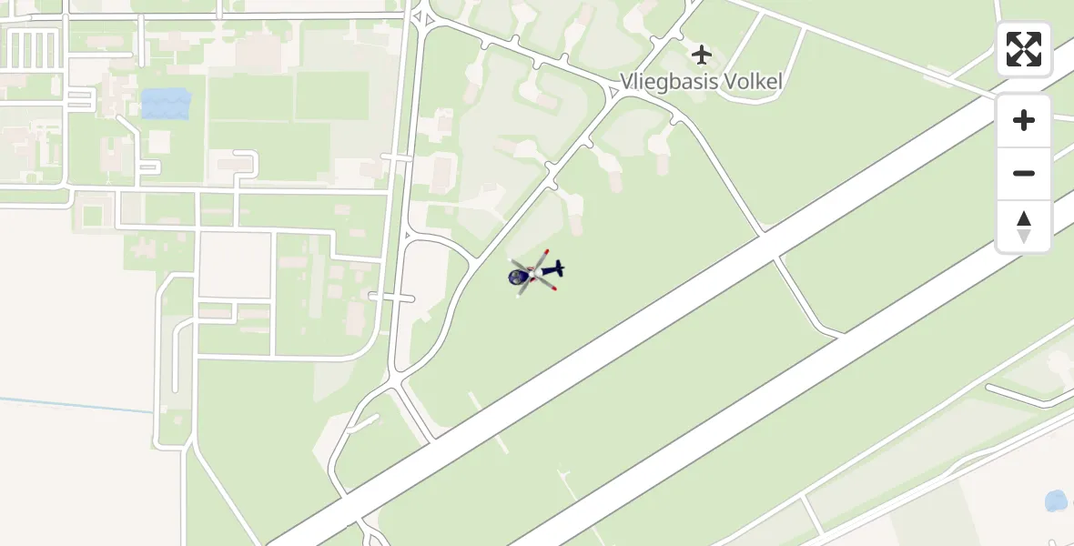 Routekaart van de vlucht: Politiehelikopter naar Vliegbasis Volkel