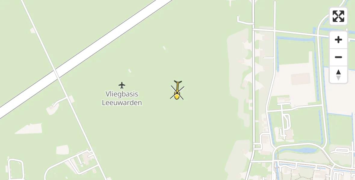 Vluchtroute Ambulancehelikopter van Vliegbasis Leeuwarden naar Vliegbasis Leeuwarden