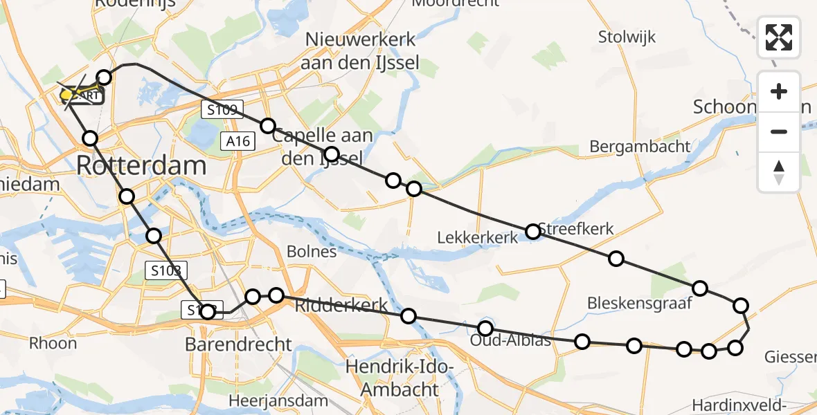 Routekaart van de vlucht: Lifeliner 2 naar Rotterdam The Hague Airport, Ypenburgstraat