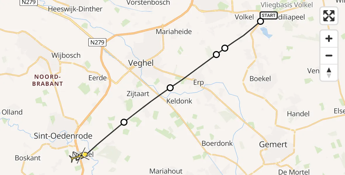 Routekaart van de vlucht: Lifeliner 3 naar Sint-Oedenrode, Heikantsepad