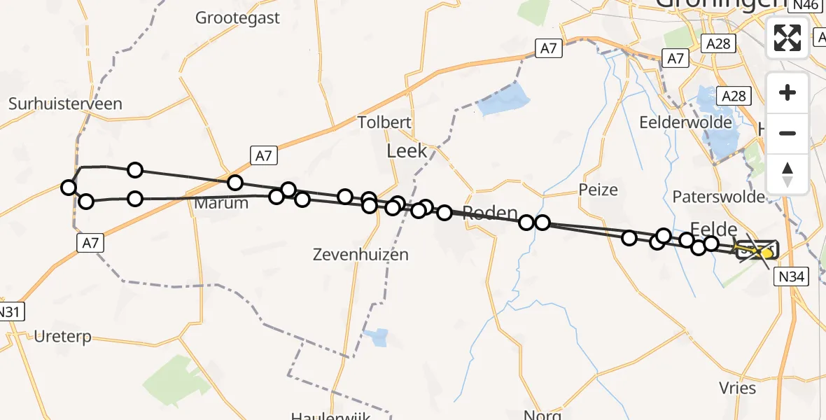 Routekaart van de vlucht: Lifeliner 4 naar Groningen Airport Eelde, Hoofdweg