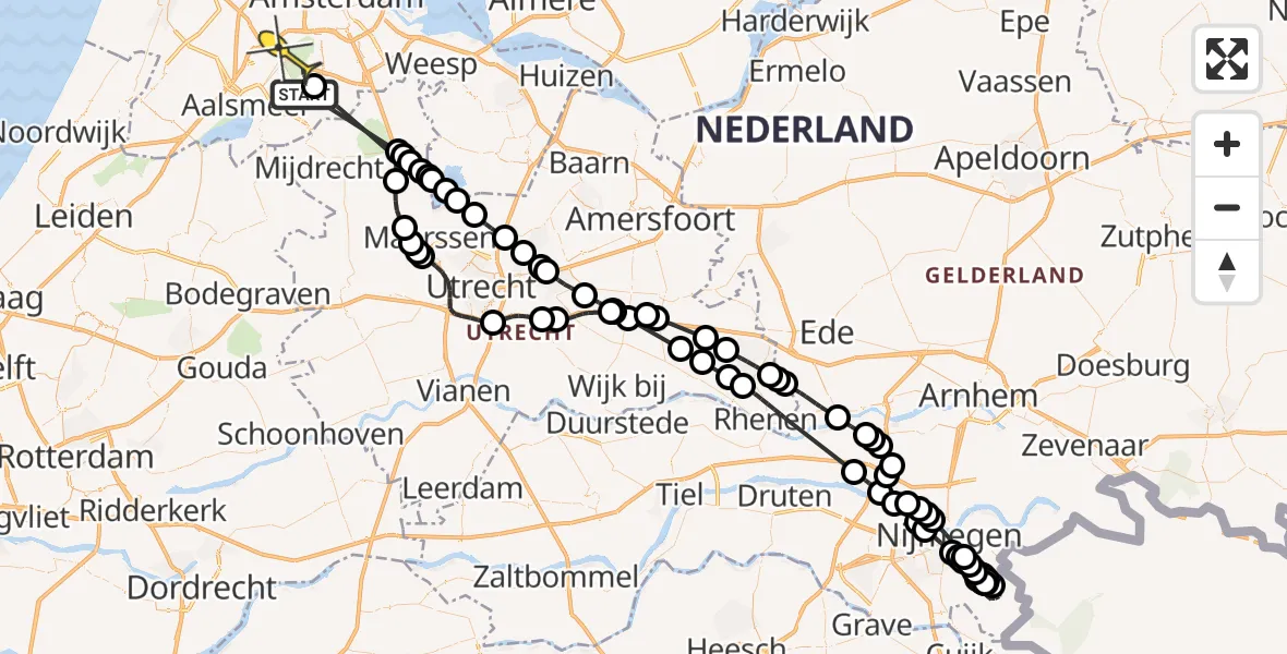 Routekaart van de vlucht: Politieheli naar Badhoevedorp, Oukoop