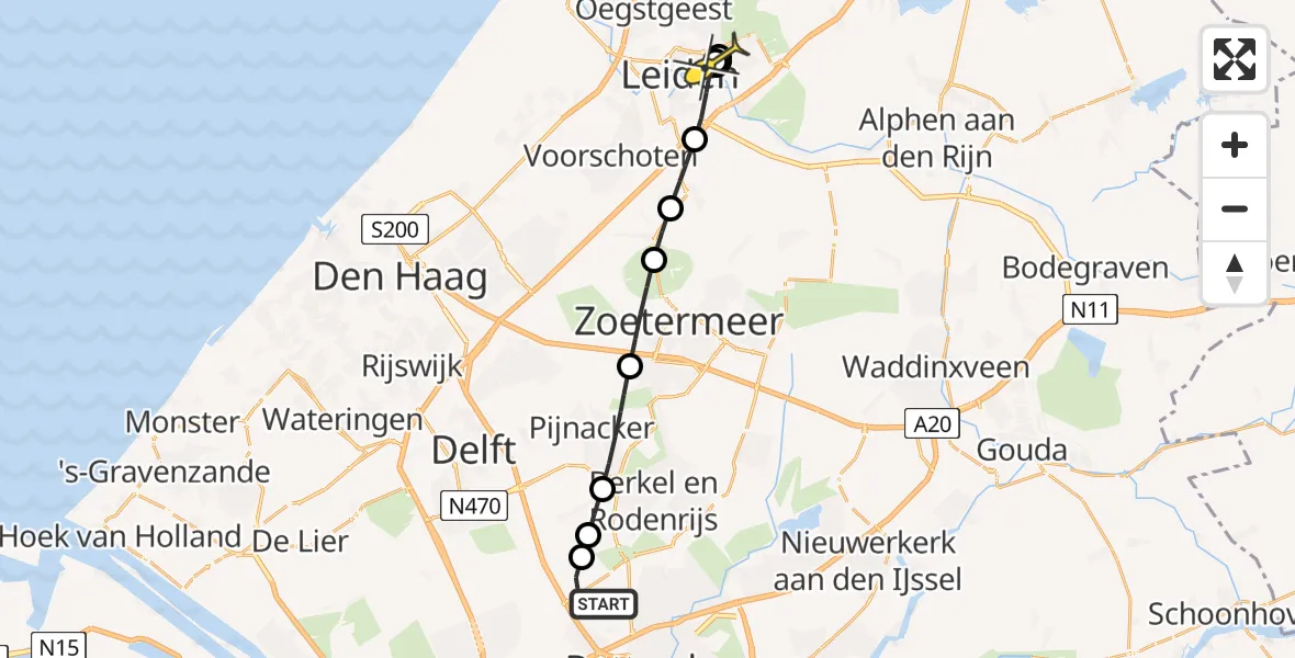 Routekaart van de vlucht: Lifeliner 2 naar Leiden, Arlandabaan Platformzijde