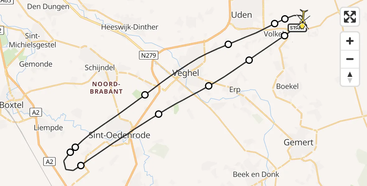 Routekaart van de vlucht: Lifeliner 3 naar Vliegbasis Volkel, Oosterensepad