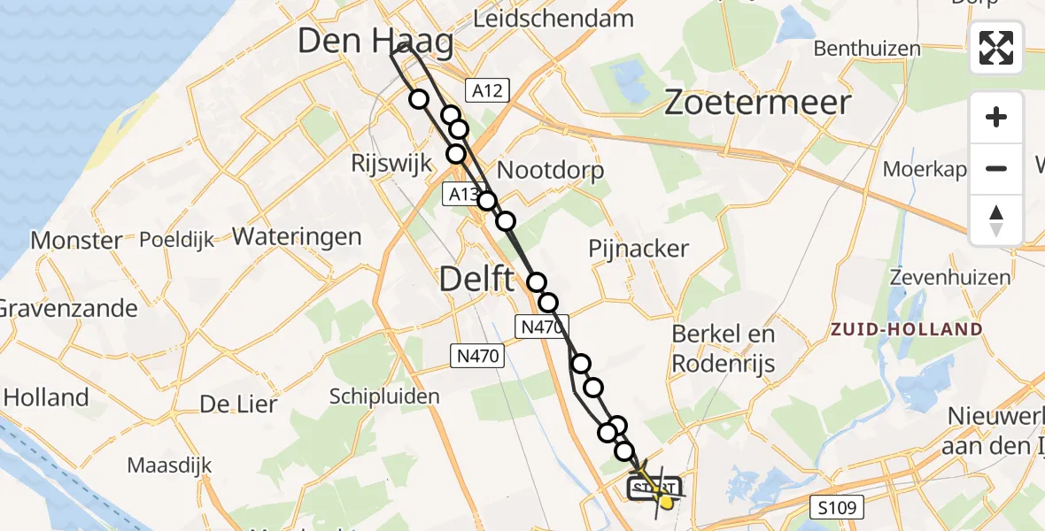 Routekaart van de vlucht: Lifeliner 2 naar Rotterdam The Hague Airport, Brandenburgbaan