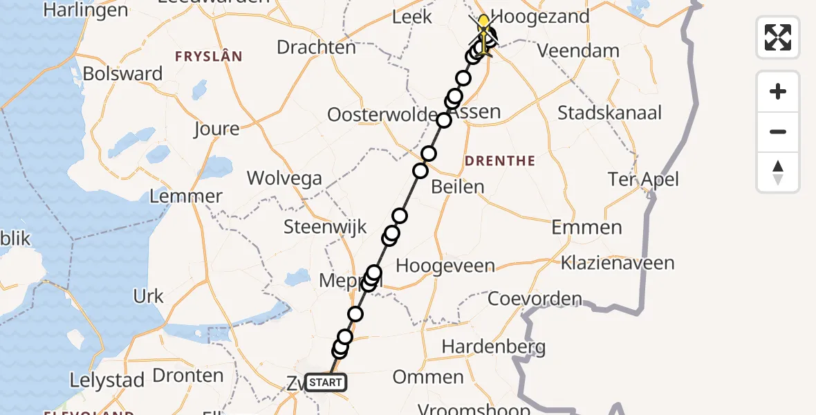 Routekaart van de vlucht: Lifeliner 4 naar Groningen Airport Eelde, Campherbeeklaan