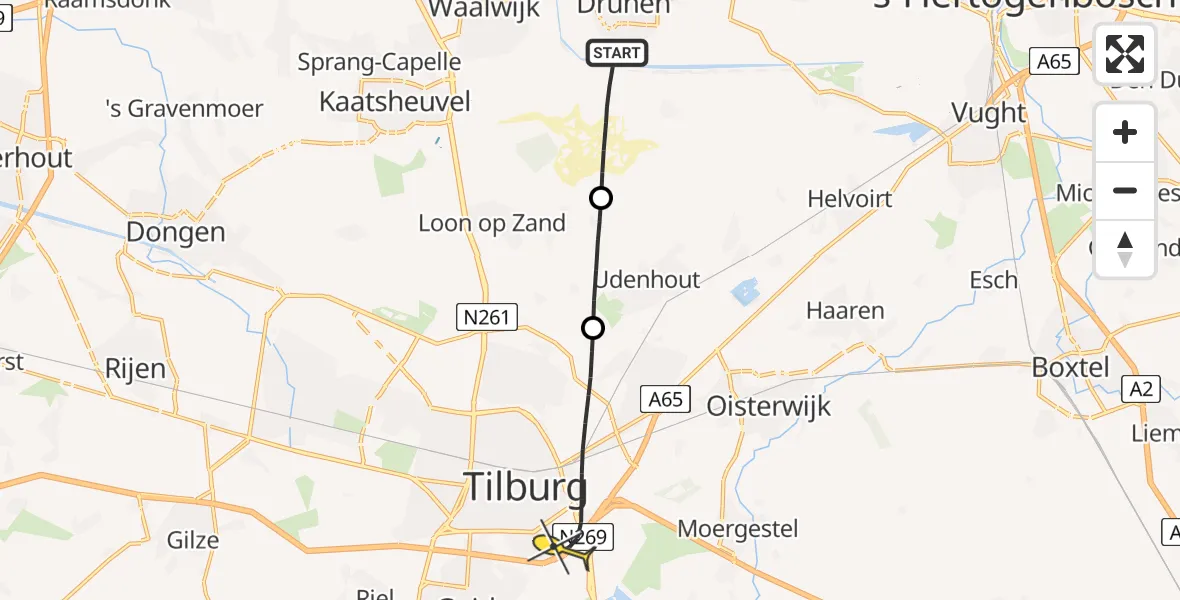 Routekaart van de vlucht: Lifeliner 3 naar Tilburg, Kerkpadje