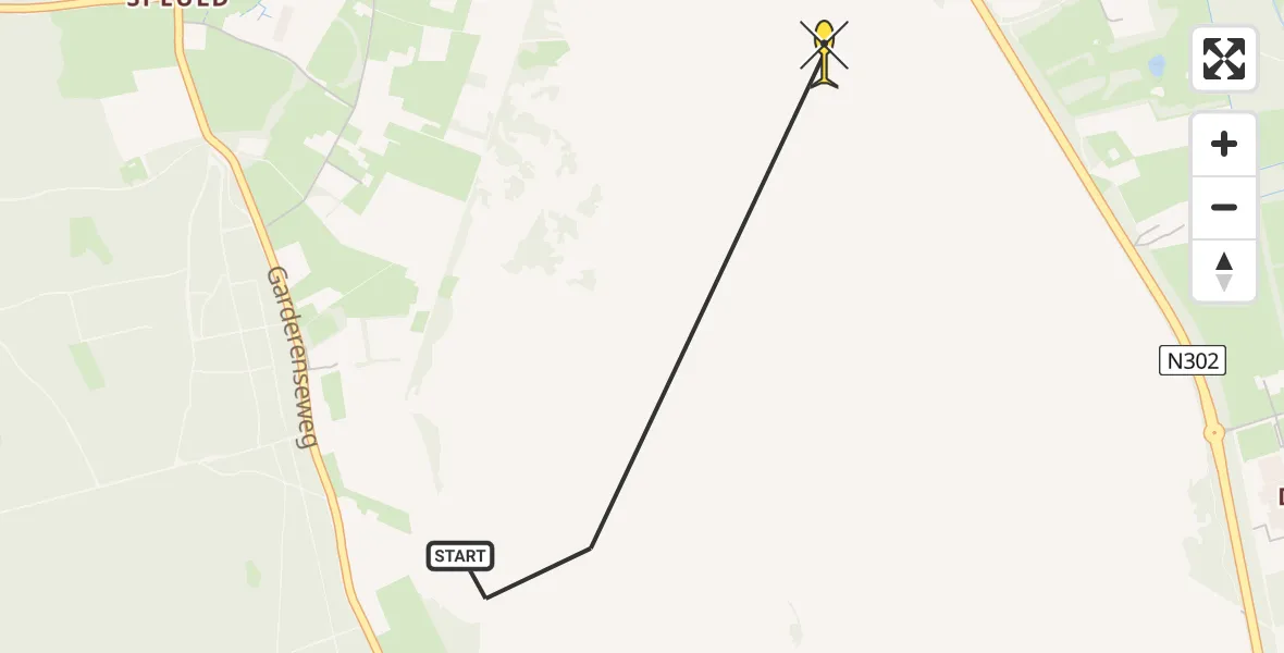 Routekaart van de vlucht: Politiehelikopter naar Ermelo, Koningsweg