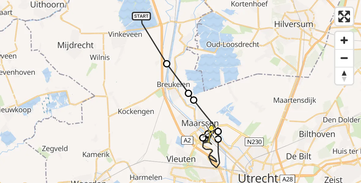 Routekaart van de vlucht: Politiehelikopter naar Maarssen, Ter Aaseweg
