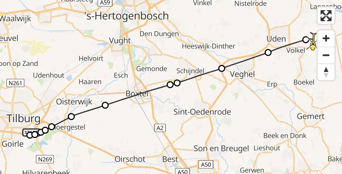 Routekaart van de vlucht: Lifeliner 3 naar Vliegbasis Volkel, Ambrosiusweg