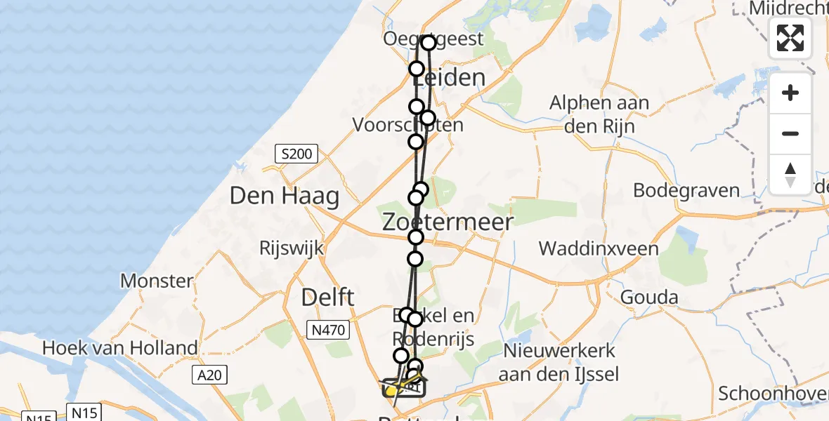 Routekaart van de vlucht: Lifeliner 2 naar Rotterdam The Hague Airport, Oude Bovendijk