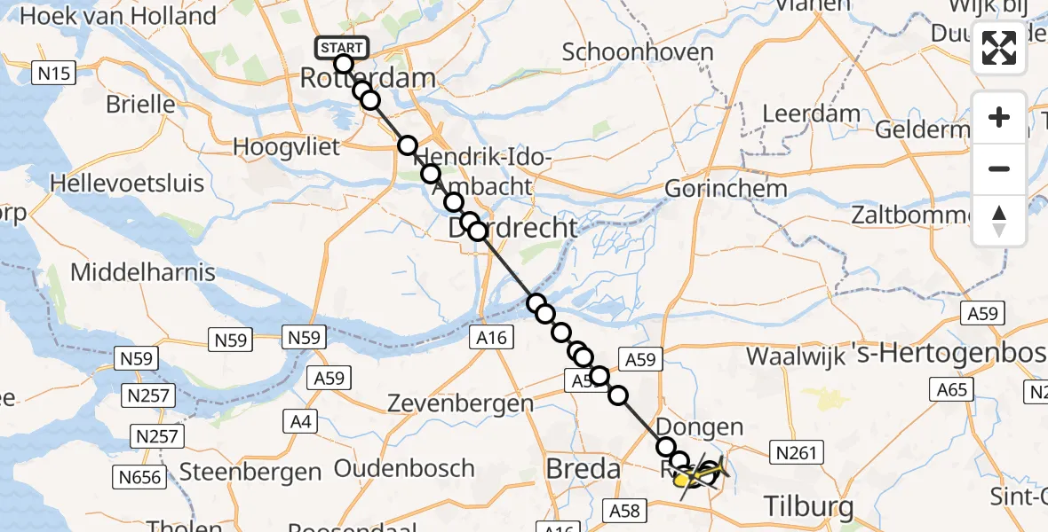 Routekaart van de vlucht: Lifeliner 2 naar Rijen, Orlybaan