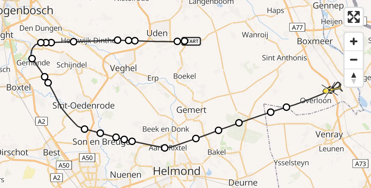 Routekaart van de vlucht: Lifeliner 3 naar Overloon, Lagenheuvelstraat