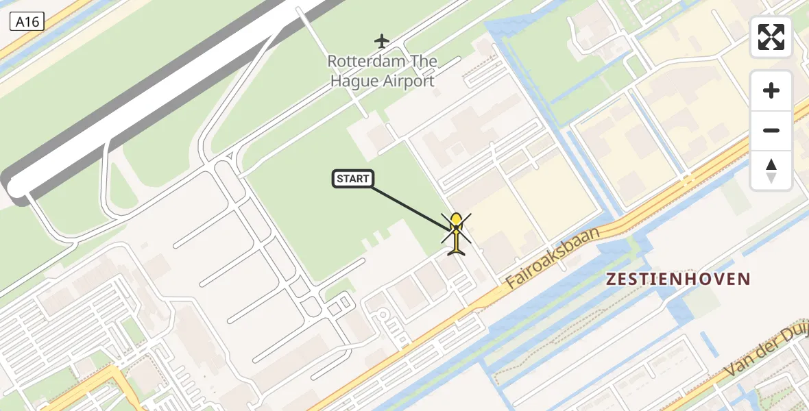 Routekaart van de vlucht: Lifeliner 2 naar Rotterdam The Hague Airport, Brandenburgbaan