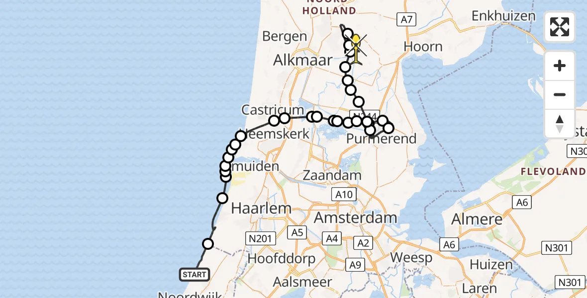 Routekaart van de vlucht: Politiehelikopter naar Hensbroek, Langevelderslag