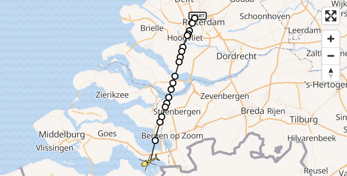 Routekaart van de vlucht: Lifeliner 2 naar Rilland, Saenredamplein