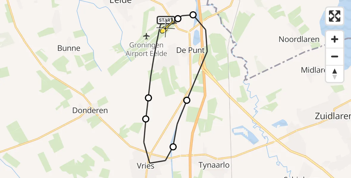 Routekaart van de vlucht: Lifeliner 4 naar Groningen Airport Eelde, Moespot