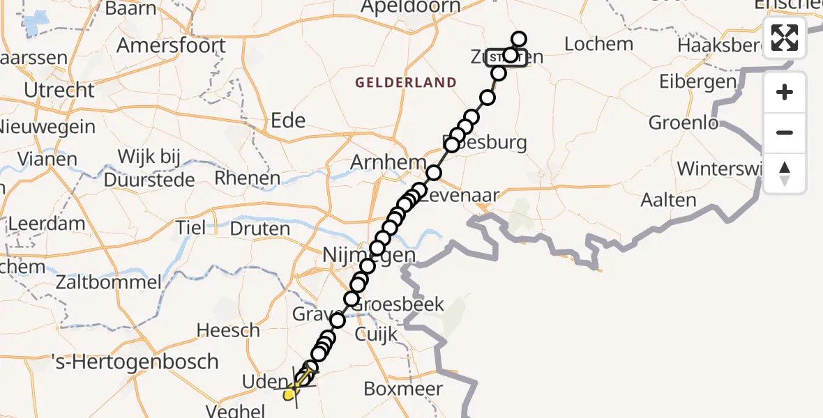 Routekaart van de vlucht: Lifeliner 3 naar Vliegbasis Volkel, BDO Passage