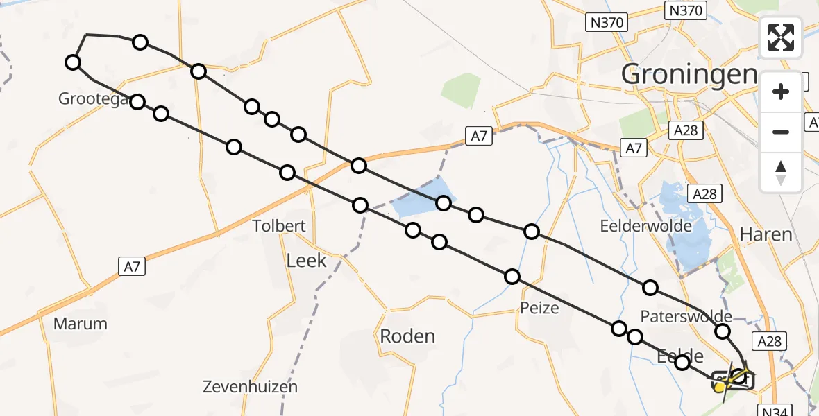 Routekaart van de vlucht: Lifeliner 4 naar Groningen Airport Eelde, Eskampenweg