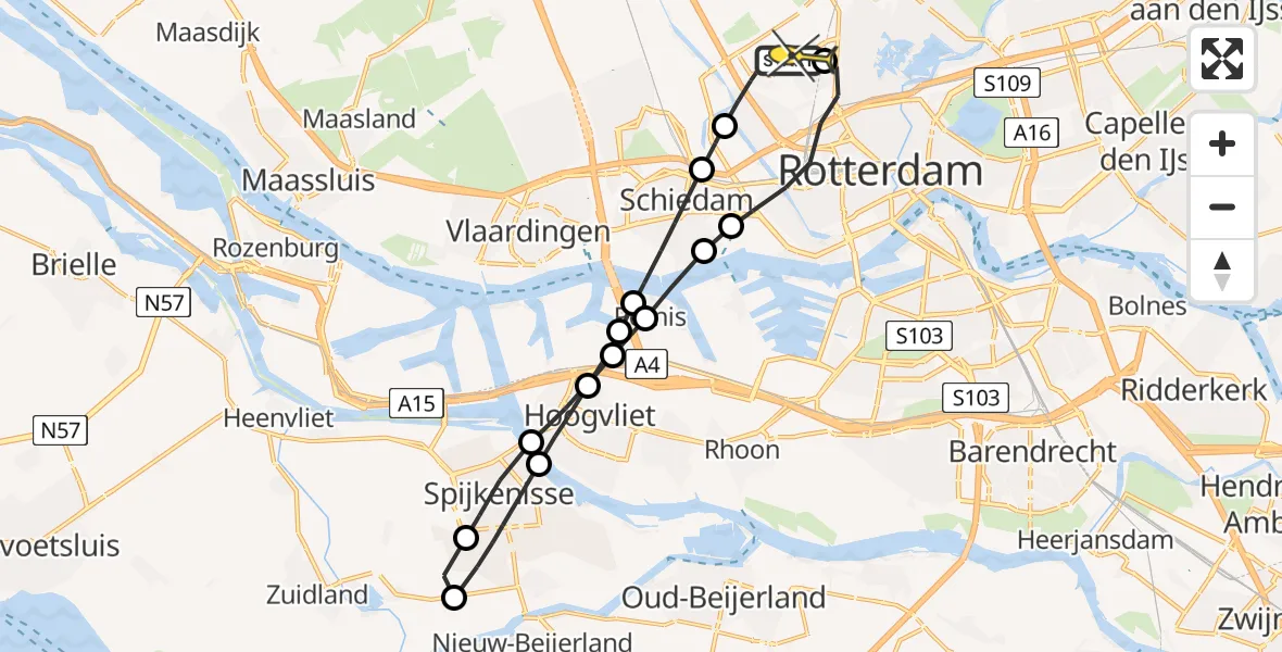 Routekaart van de vlucht: Lifeliner 2 naar Rotterdam The Hague Airport, Gatwickbaan