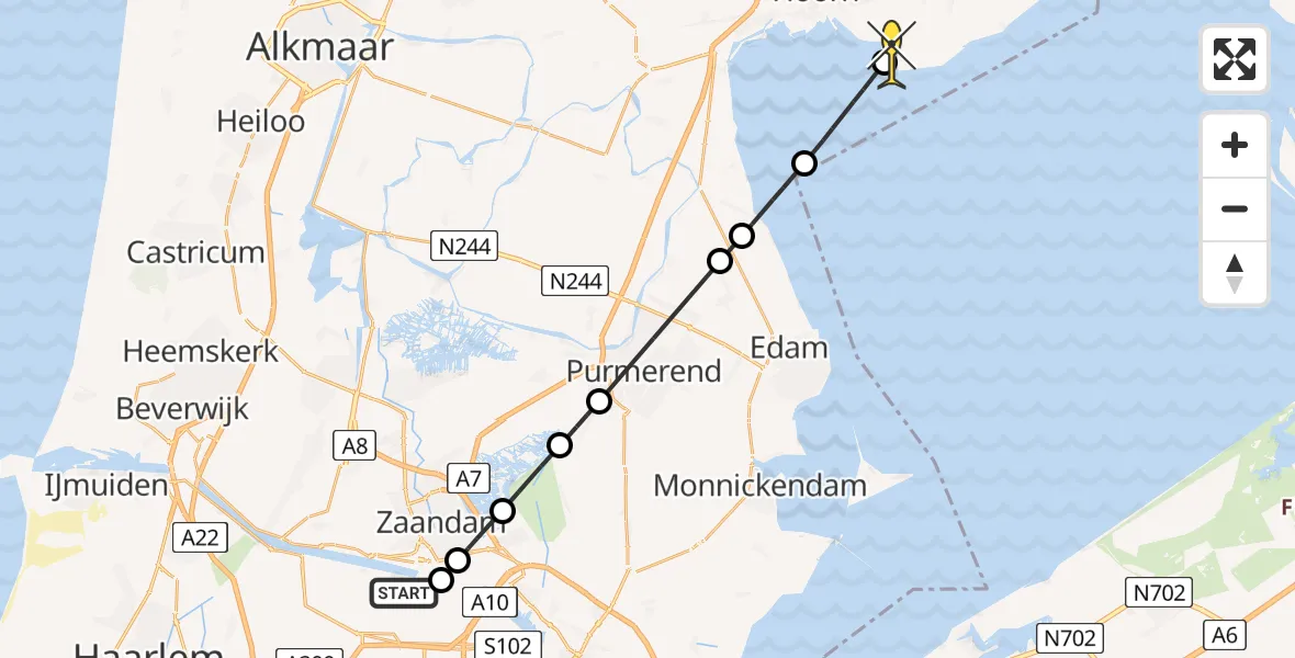 Routekaart van de vlucht: Lifeliner 1 naar Schellinkhout, Kajuitpad