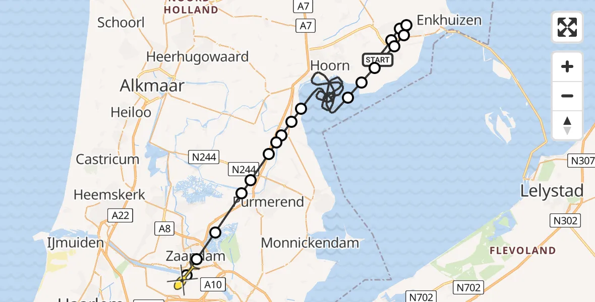 Routekaart van de vlucht: Lifeliner 1 naar Amsterdam Heliport, De Hout