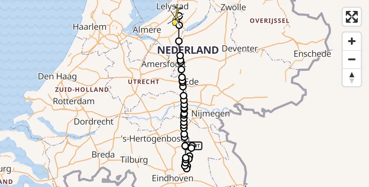 Routekaart van de vlucht: Lifeliner 3 naar Lelystad Airport, De Beemd