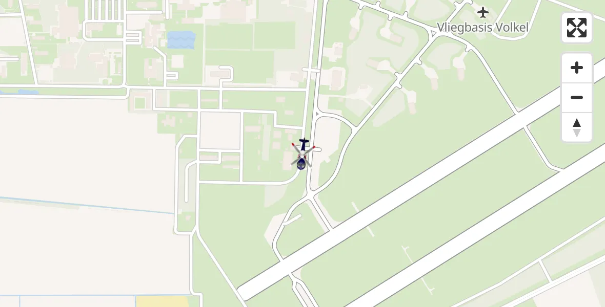 Routekaart van de vlucht: Politiehelikopter naar Vliegbasis Volkel